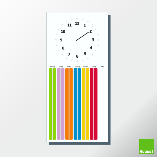 Robust ur med ugeplan - 37x78 cm.